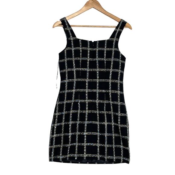 Jason Wu Tweed Mini Dress Sz XS Black Sleeveless Square Neck Metallic Classic - Picture 11 of 11